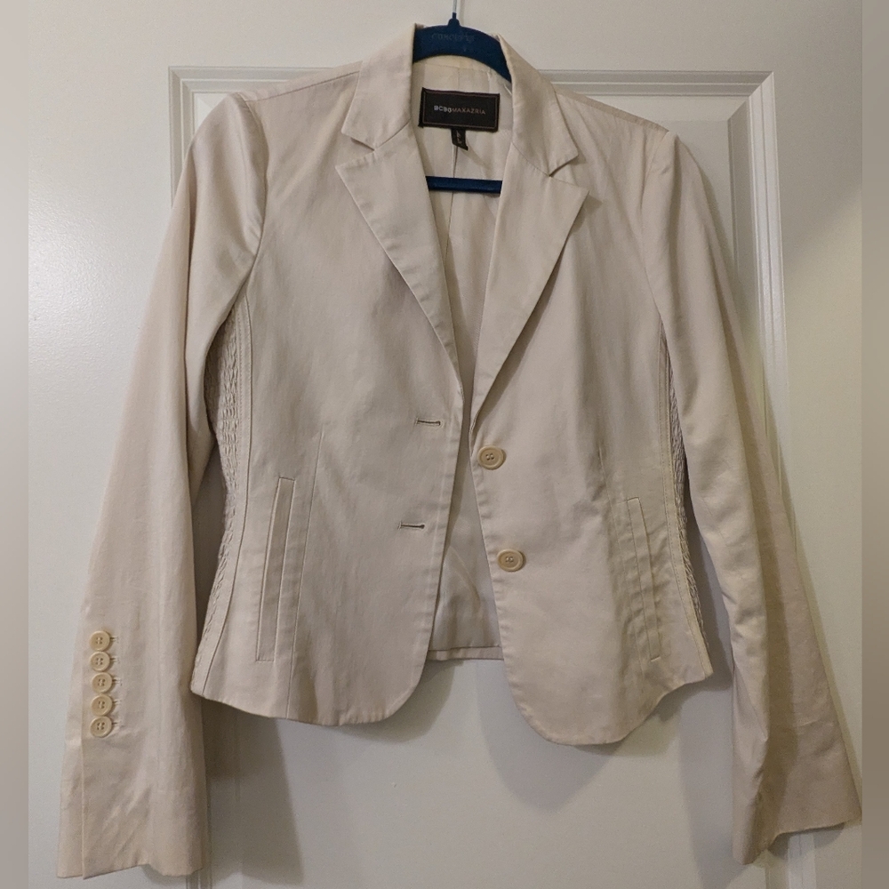 BCBGMAXARIA Cream Women's Blazer Small
